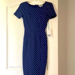 Unique vintage blue polka dot dress size small